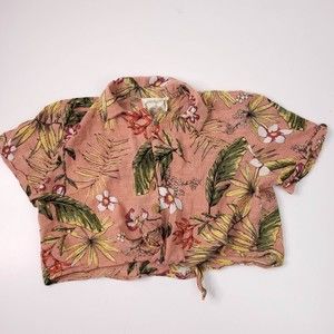 Z&L Floral Boho Crop Top Size Medium Pink Vintage Soul Embroidered